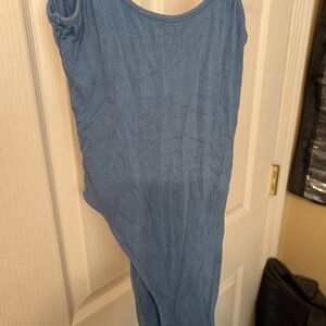 SHEIN Steel Blue Ribbed Scoop Neck Bodysuit